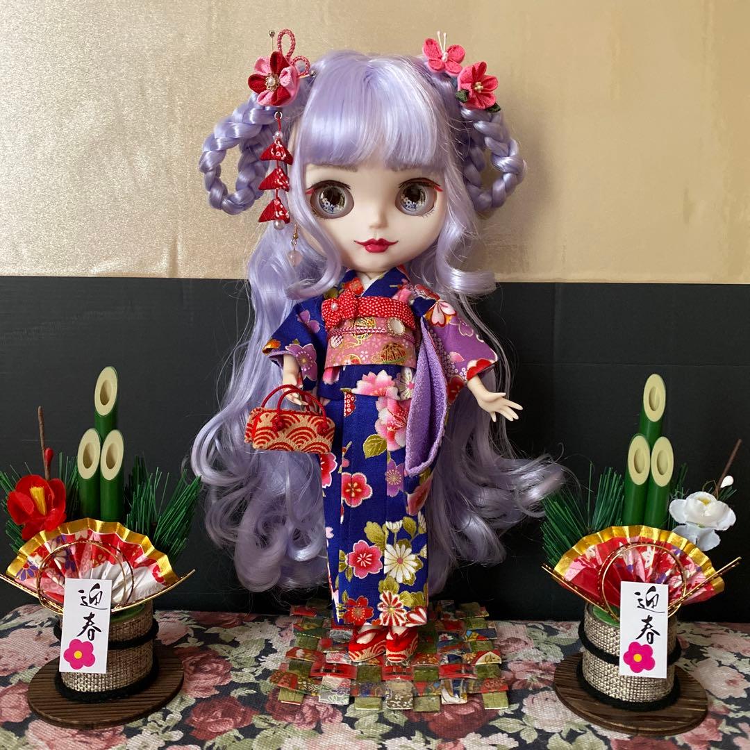 『謹賀新年 2026』カスタムドール 薄いピンク&水色mixふんわりパープルヘア