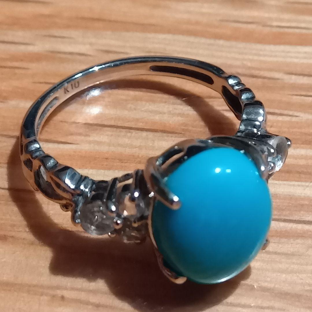 ターコイズトルコ石付リングK１０　 重量合計１.８gの単純計算価格２０,０００円