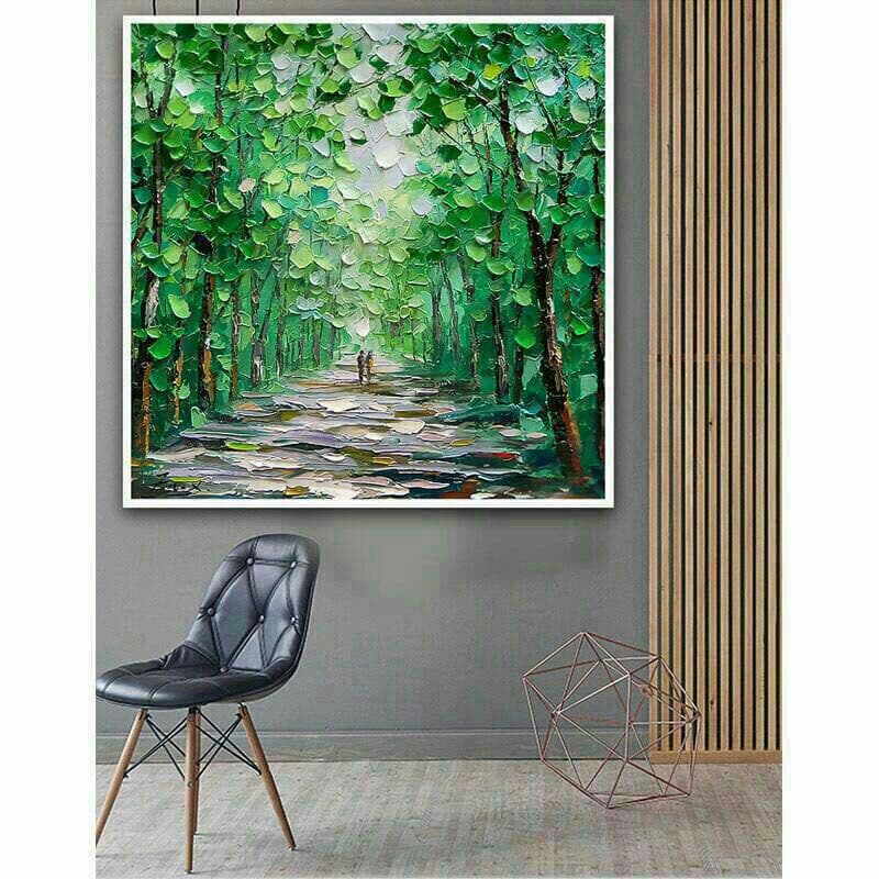 自然の風景 ミニマリストのモダンな手描きの風景油絵