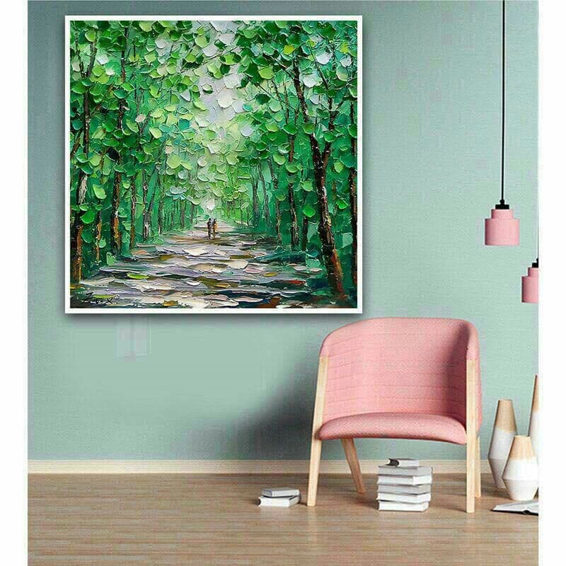 自然の風景 ミニマリストのモダンな手描きの風景油絵