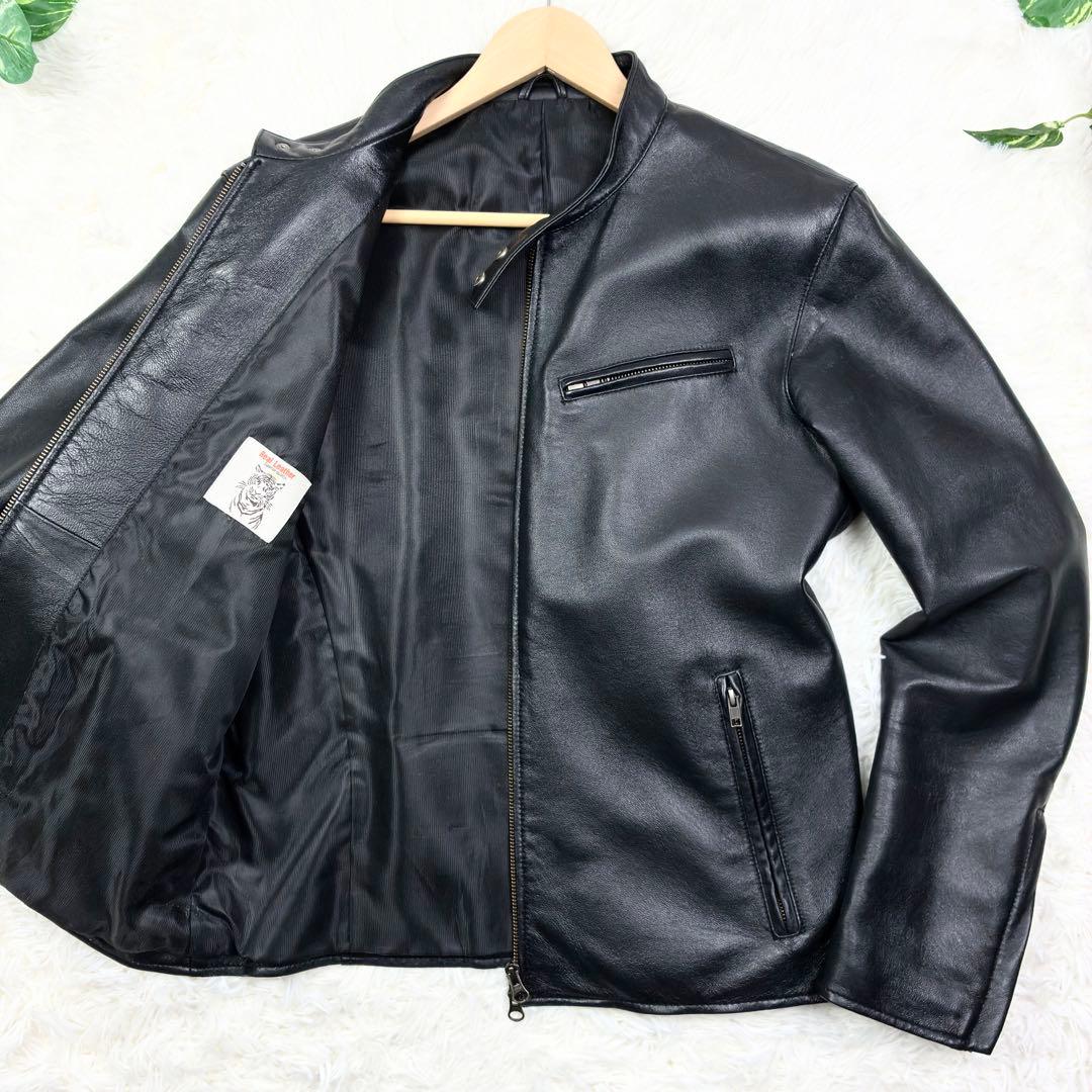 美品　リコリス　ラムレザー　シングルライダース　レザージャケット　3L　ブラック