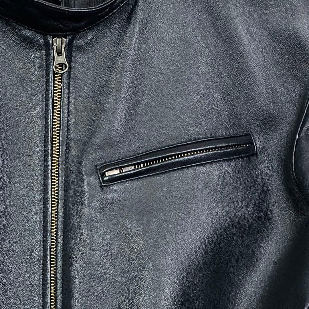 美品　リコリス　ラムレザー　シングルライダース　レザージャケット　3L　ブラック