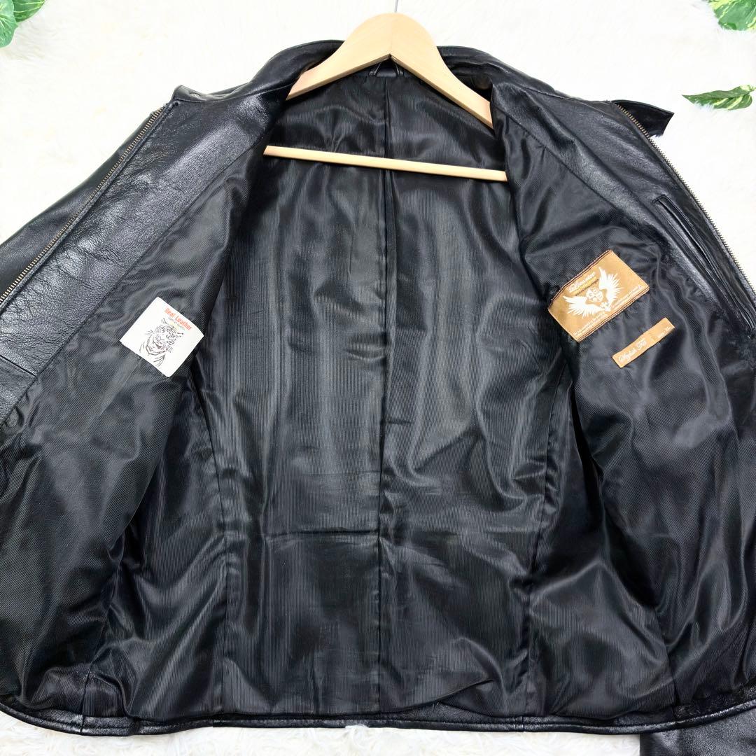 美品　リコリス　ラムレザー　シングルライダース　レザージャケット　3L　ブラック