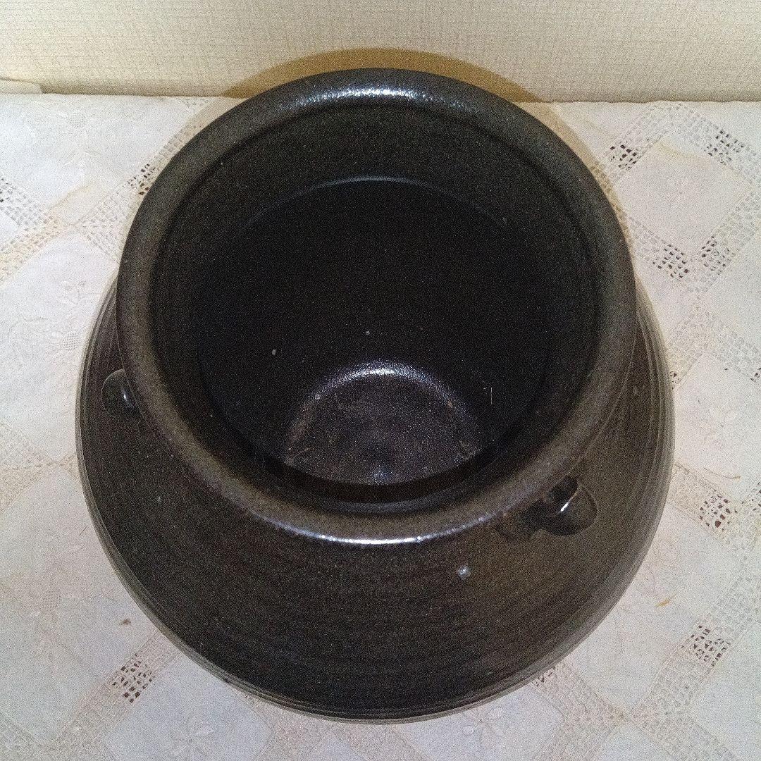 壺　富士五湖焼　五湖窯　黒釉　大型　木箱入り　栞り付き