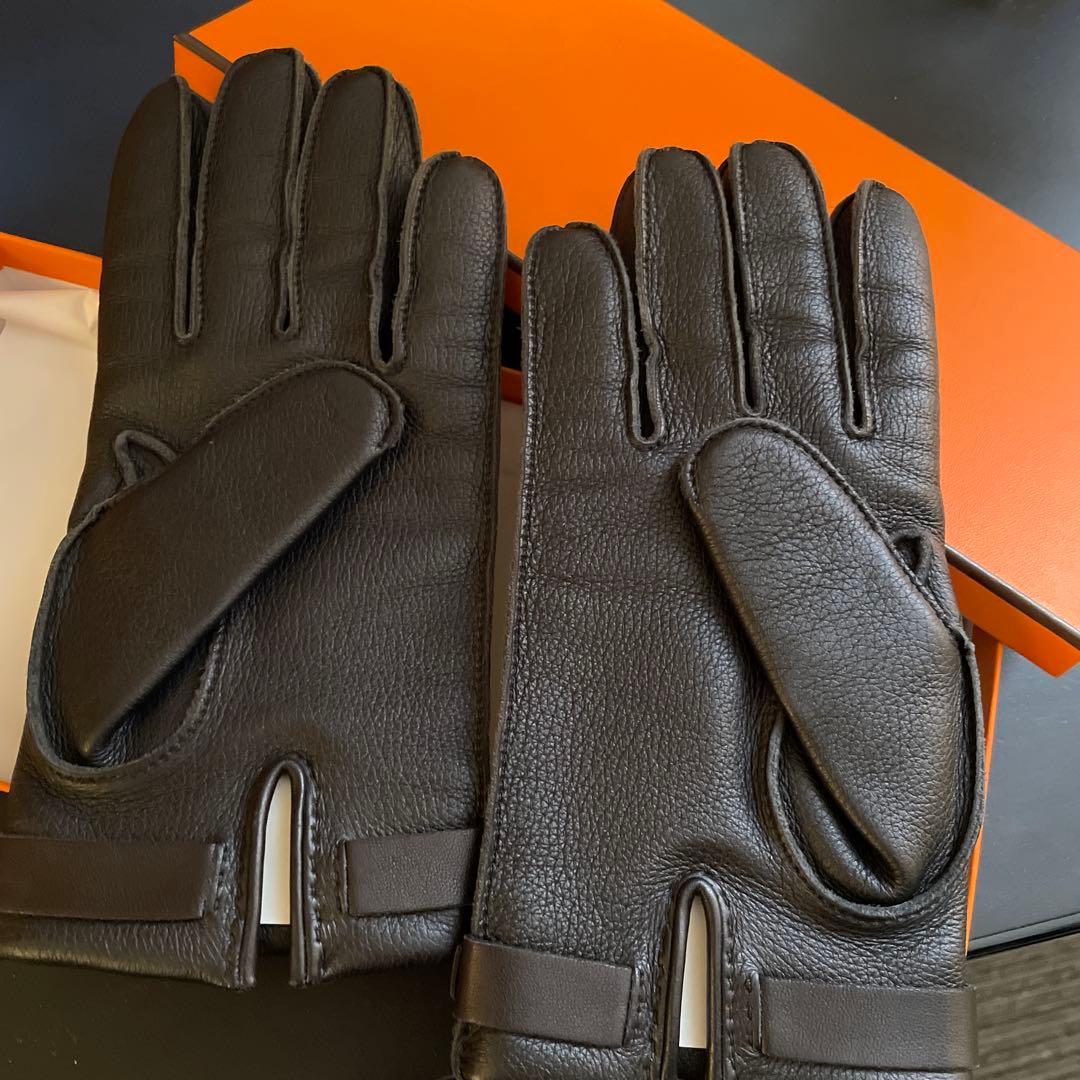 未使用 HERMES 鹿革 レザー手袋 カシミア裏地 ディアスキン サイズ8