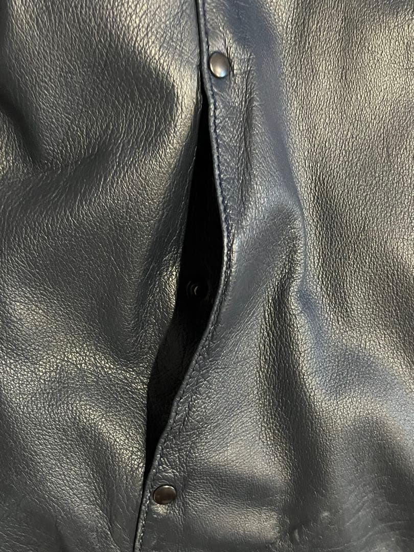 ARMANI COLLEZIONI シープレザージャケットNAVY 46