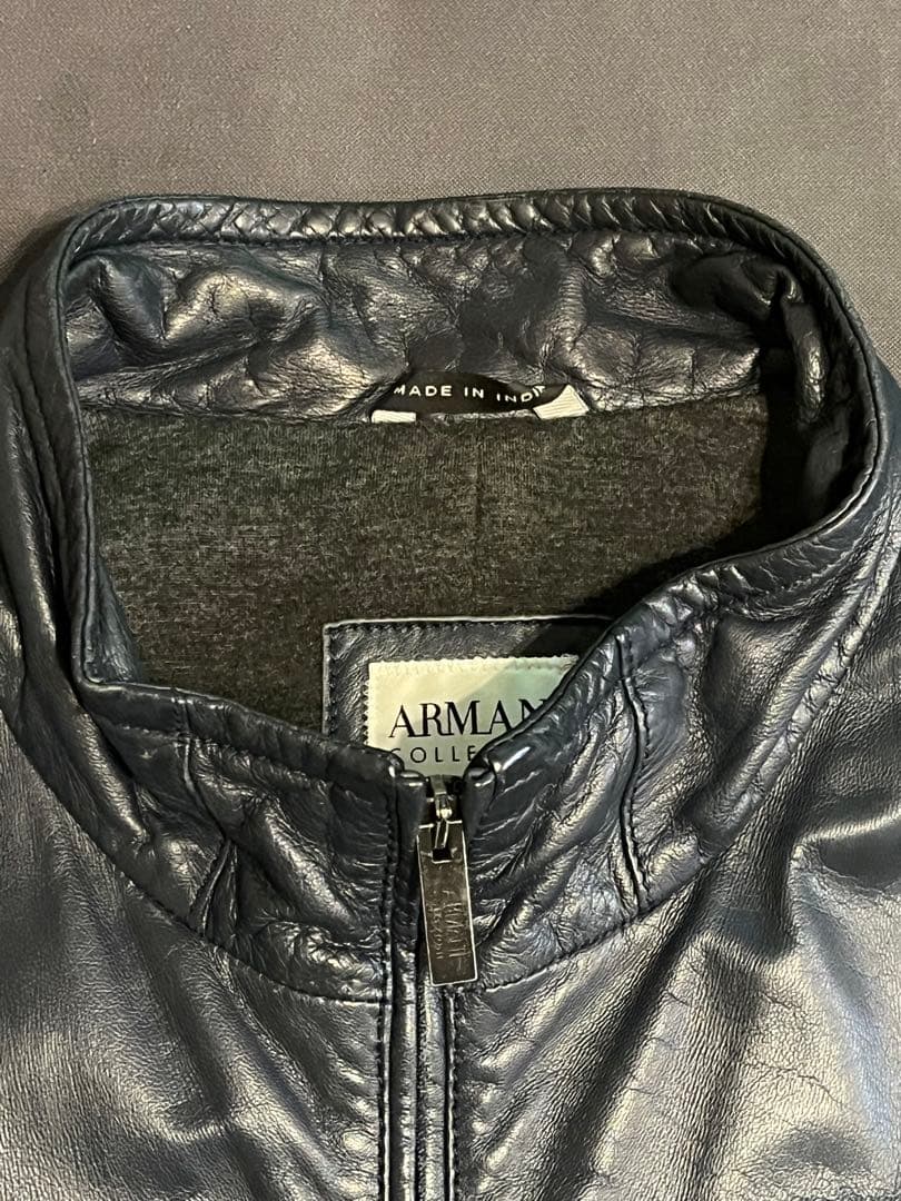 ARMANI COLLEZIONI シープレザージャケットNAVY 46