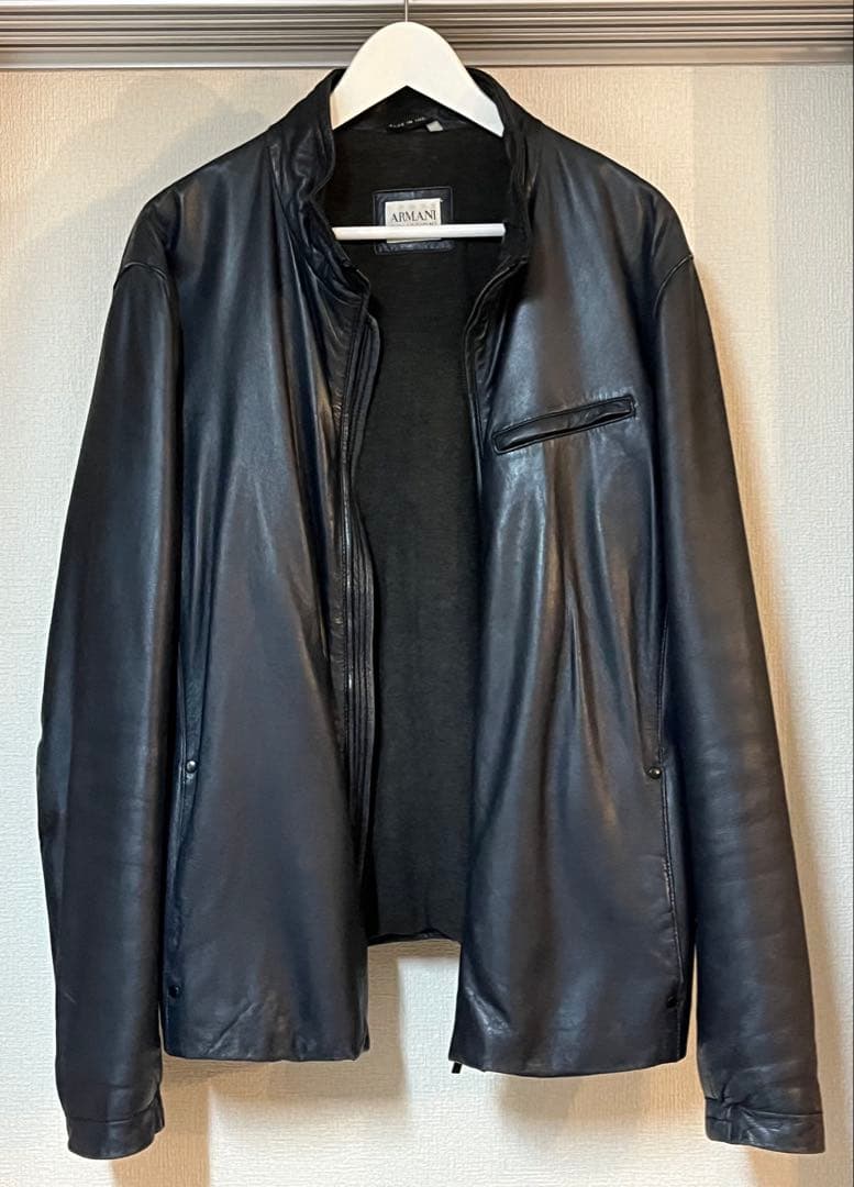 ARMANI COLLEZIONI シープレザージャケットNAVY 46