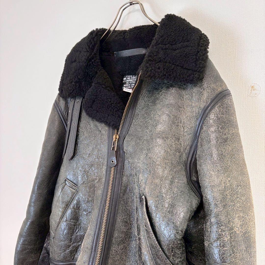 ◆アヴィレックス【L】フライトジャケット レザージャケット ボア付き A-2