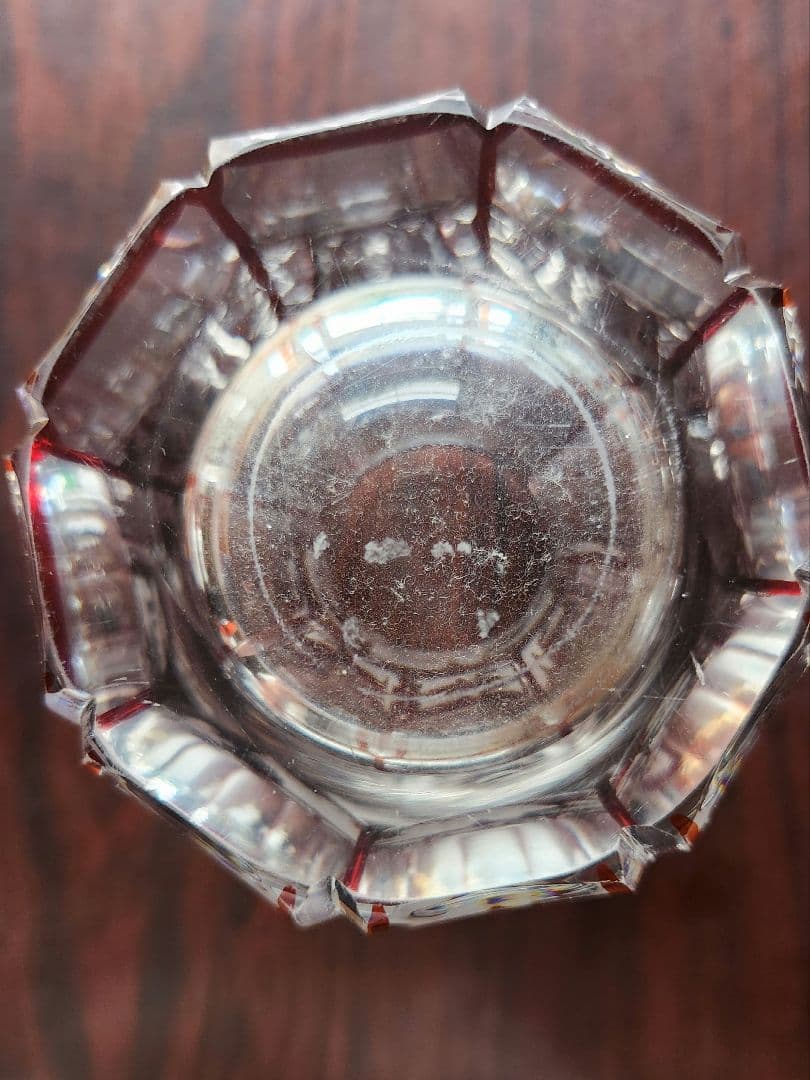 モーゼル　ガラス工芸品　ゴブレット　花瓶　クリスタル　赤