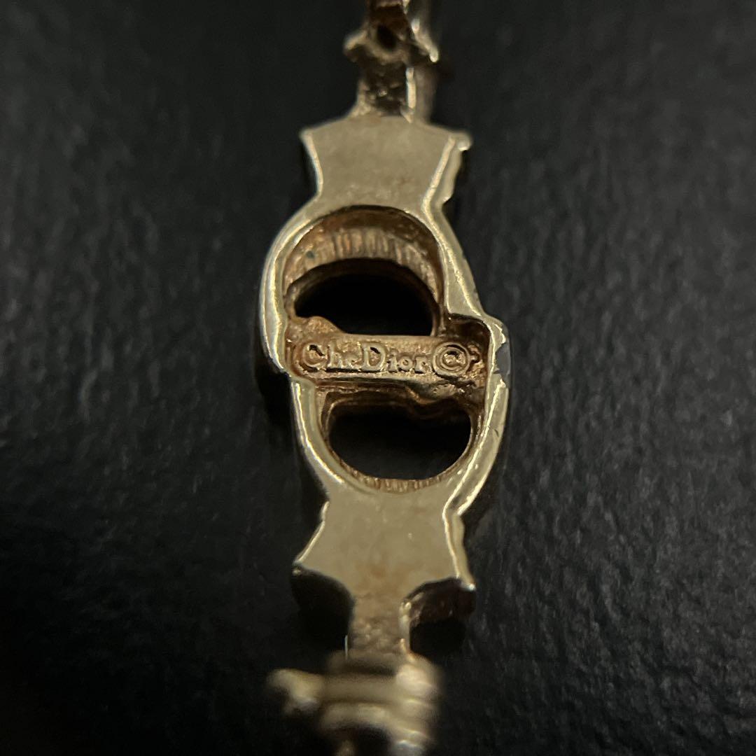 クリスチャンディオール　ピンブローチ　ラインストーン　CDロゴ　ゴールド　刻印