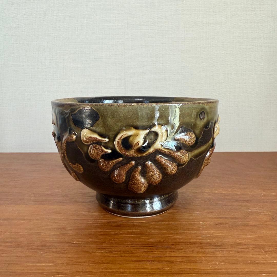 【名工】照屋佳信作 壺屋焼（やちむん）抹茶碗 2客セット 夫婦茶碗 希少 古作