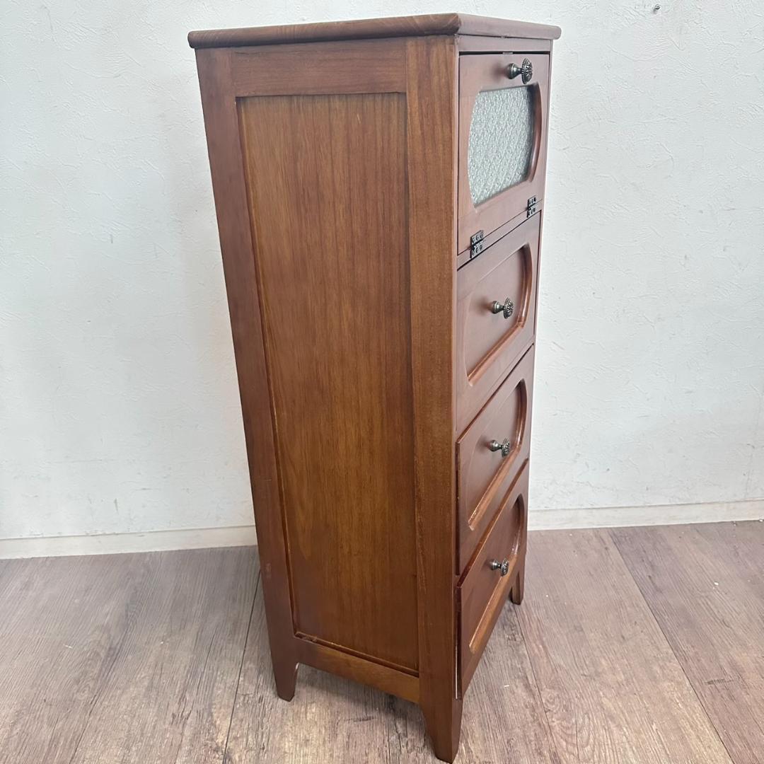 はな　訳あり　アンティーク調　擦りガラス　チェスト　 キャビネット