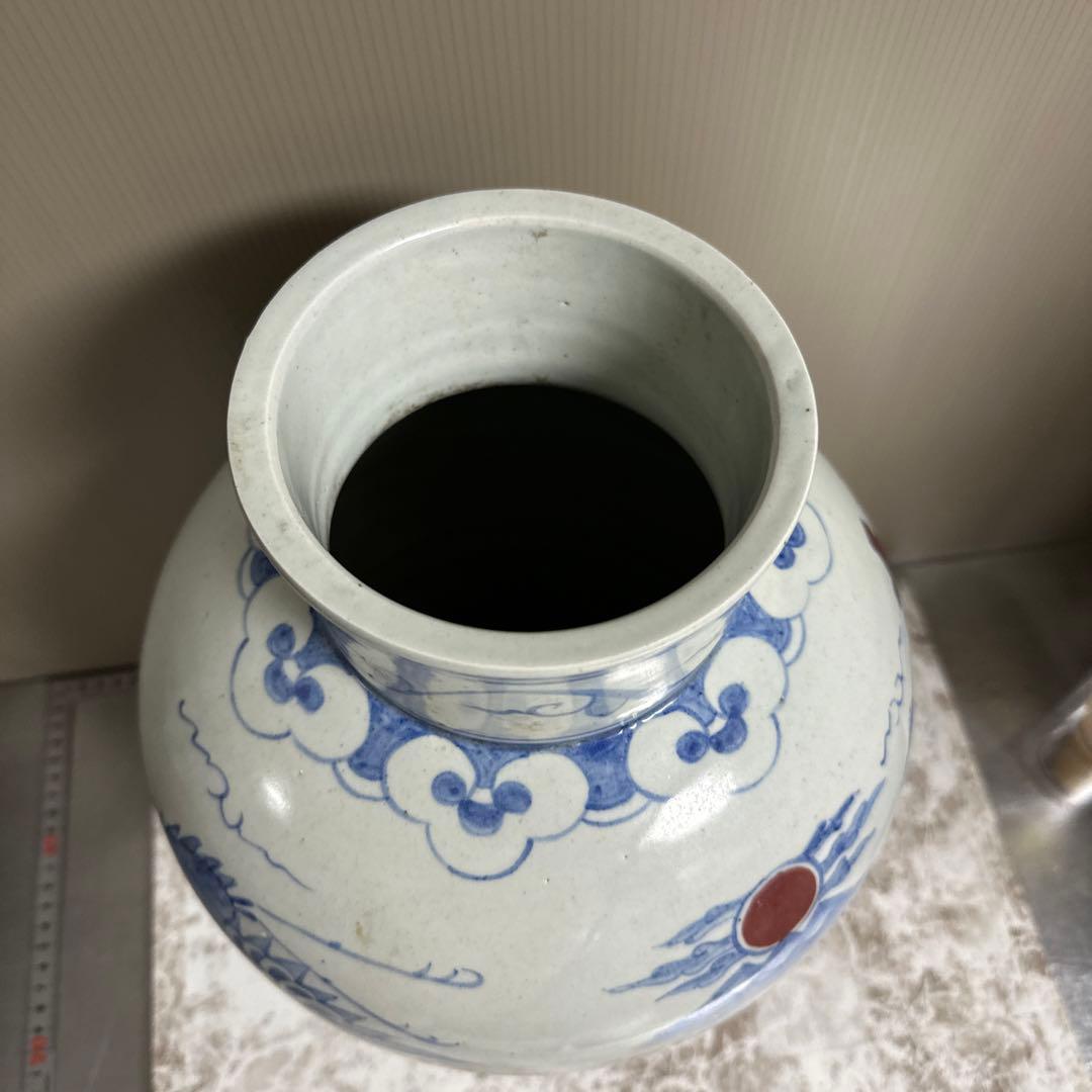 李朝、白磁、辰砂、鹿、鶴、亀図、大壺。