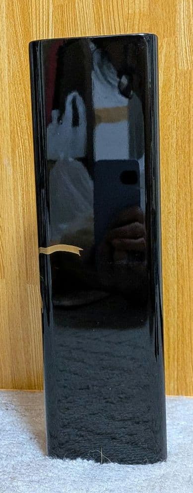 漆器 花瓶 黒色 花柄 台付