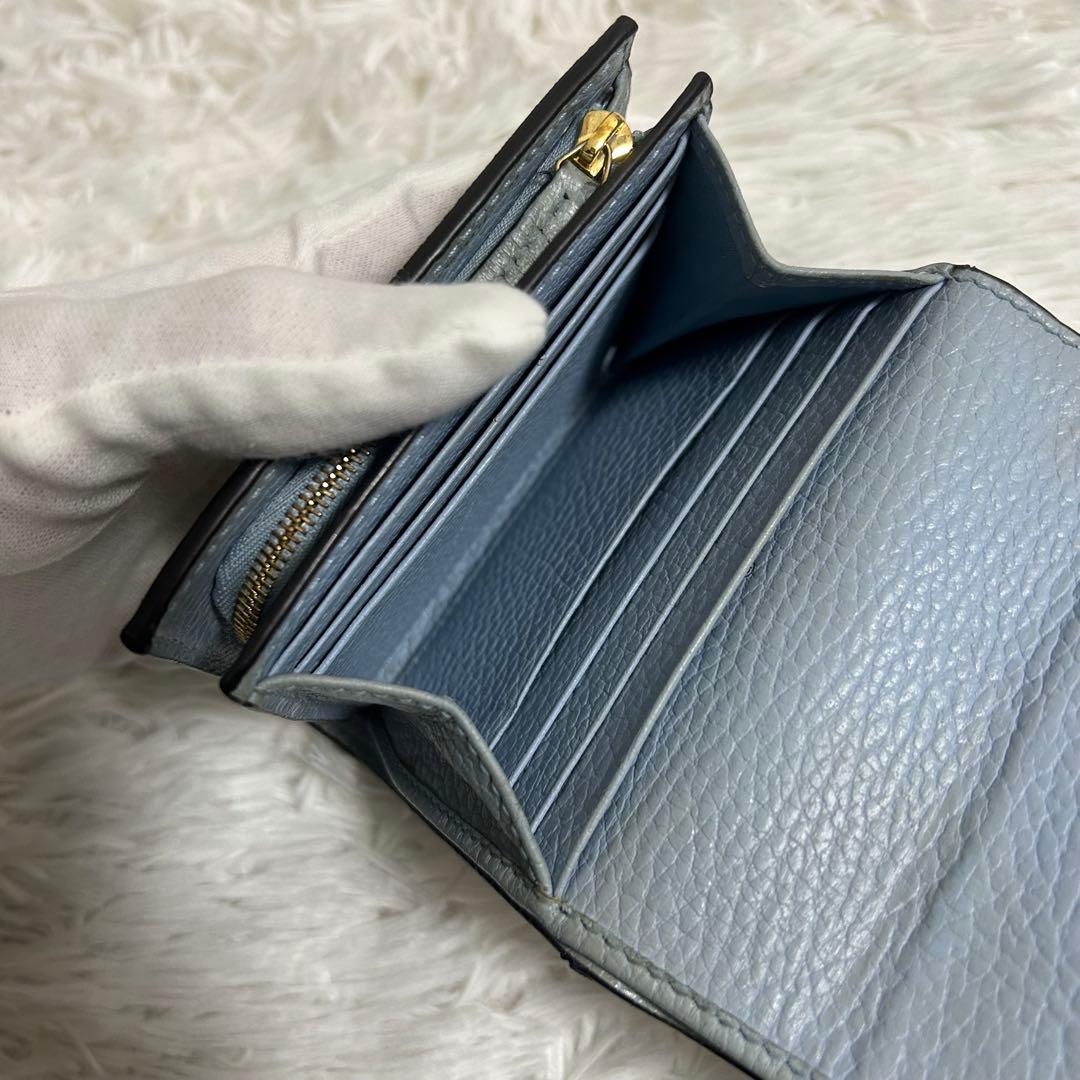 美品✨ グッチ プチマーモント ggスプリーム バイカラー 二つ折り財布 ブルー