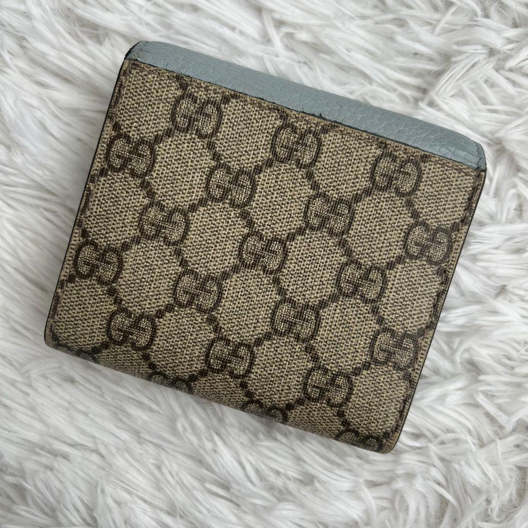 美品✨ グッチ プチマーモント ggスプリーム バイカラー 二つ折り財布 ブルー