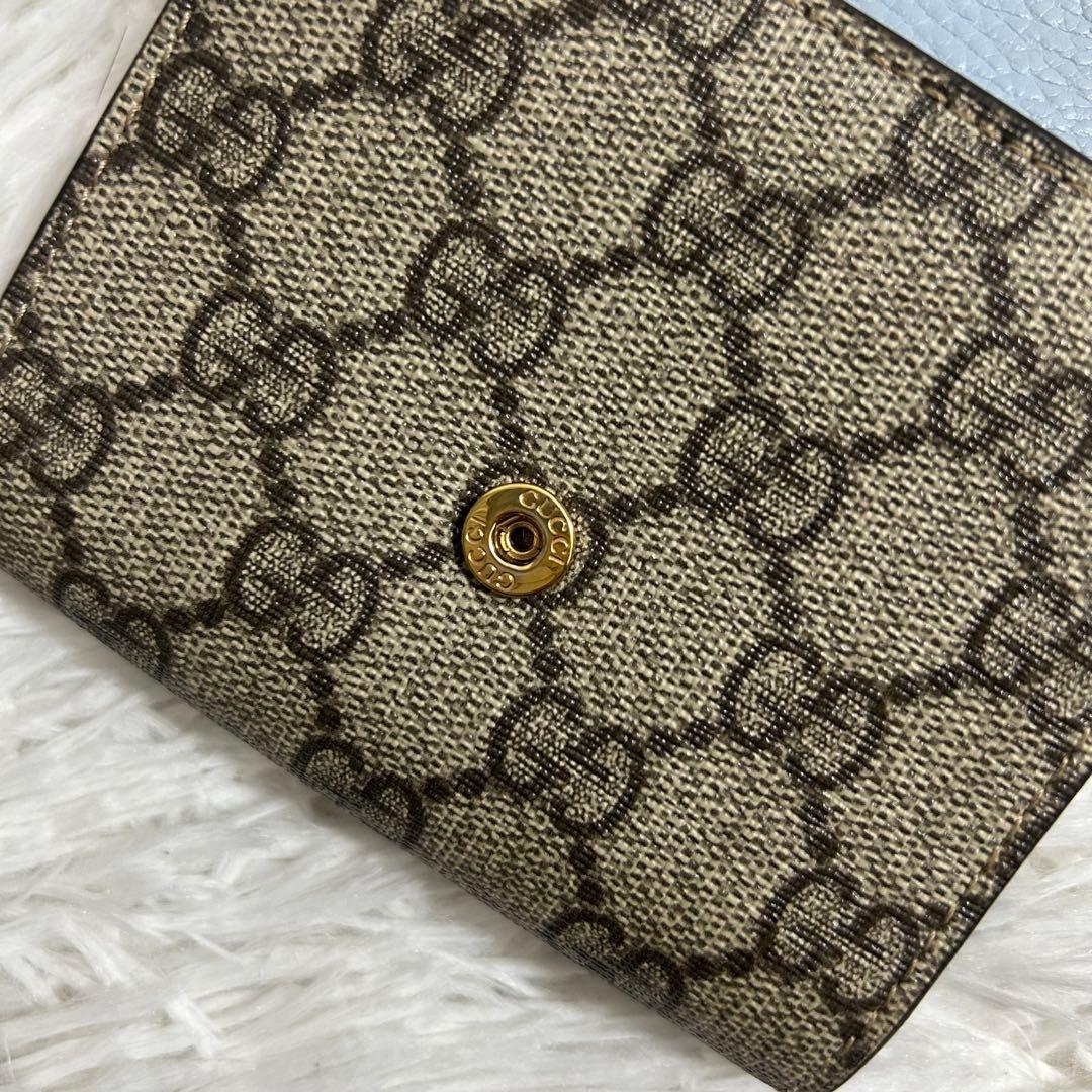 美品✨ グッチ プチマーモント ggスプリーム バイカラー 二つ折り財布 ブルー