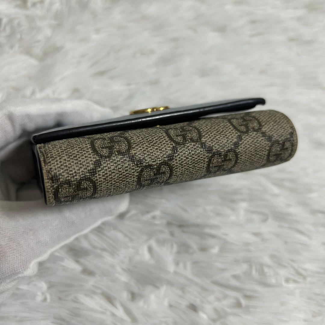 美品✨ グッチ プチマーモント ggスプリーム バイカラー 二つ折り財布 ブルー