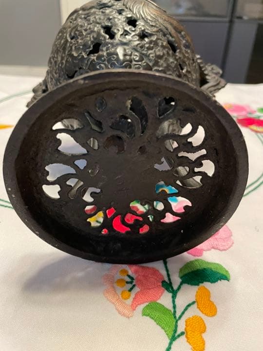 香炉 龍 黄銅 彫刻 置物 開運 金運　風水 骨董 古美術 アンティーク　中国