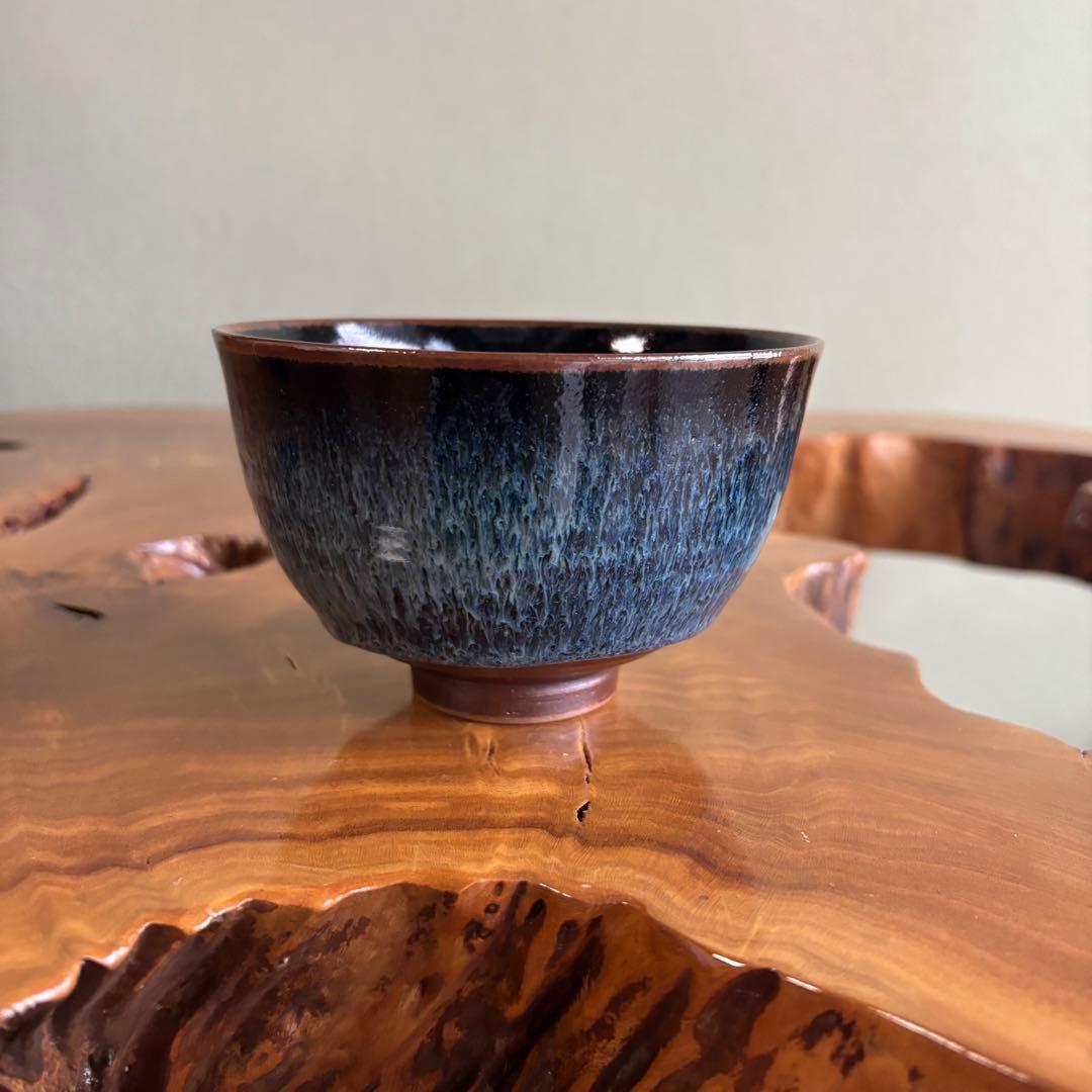 秋田 白岩焼 久右衛門窯 雲雀亮一 抹茶碗 茶道具 共箱(89)