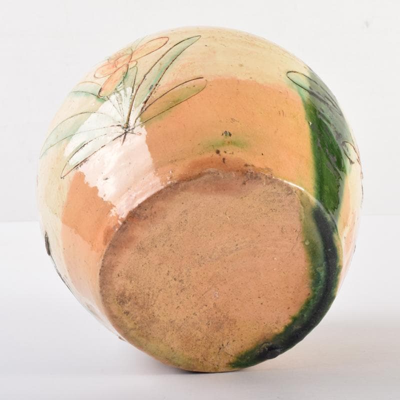 中国　唐三彩　花文　蓋壷　蓋物　C　6967