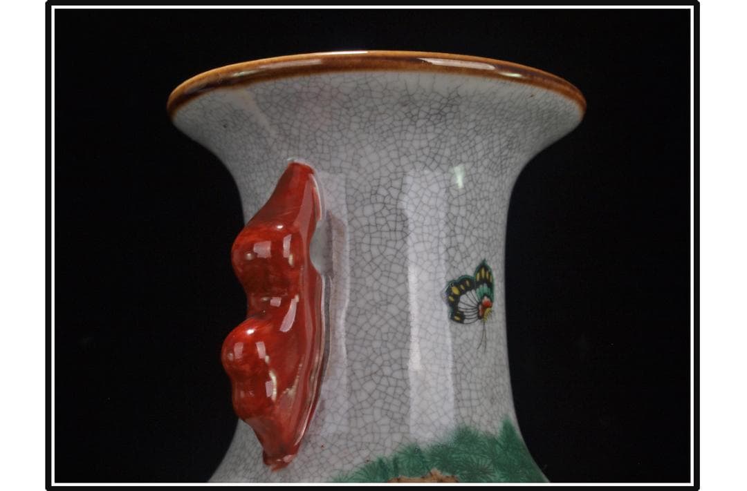 中国 清時代　在銘手描き花瓶 美術品　激安骨董品 DE1002B14-4