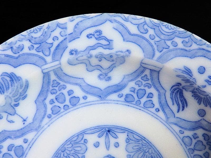 伊万里　印判　花に鳳凰　来栖紋の図　手塩皿　５枚　D567A-BNw