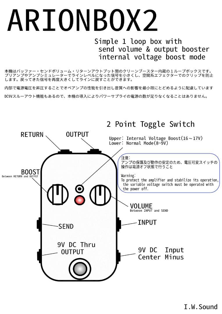 ARIONBOX2 1ループボックス ボリューム・ブースター内臓 内部昇圧