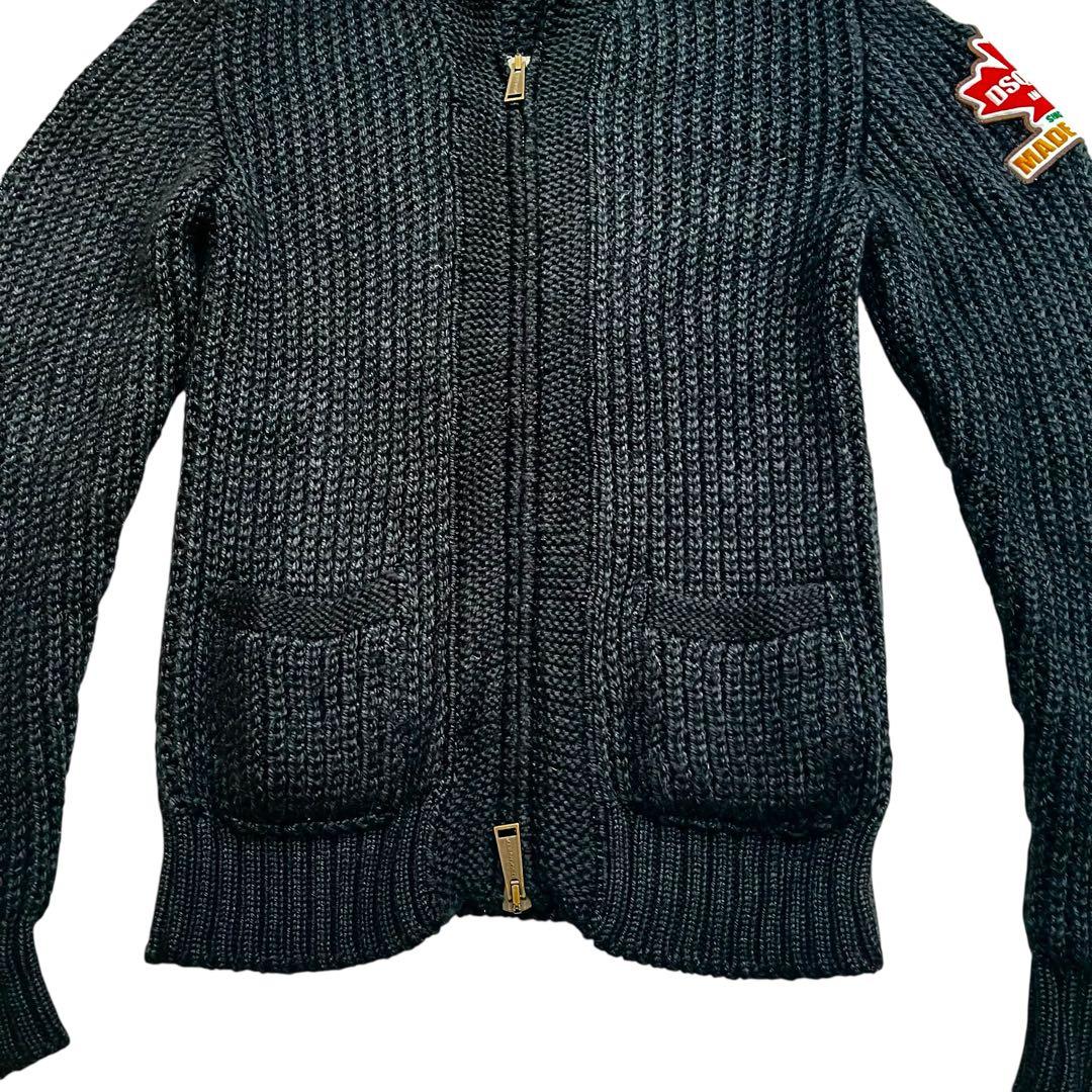 ディースクエアード DSQUARED2 ワッペン ブラック 黒ニットカーディガン