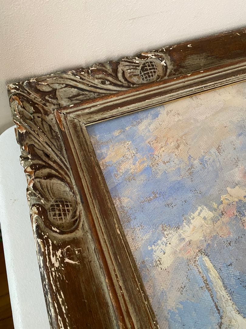 フェルナンド　ラバル　パリ風景　アンティーク　油絵　 油彩画　額縁