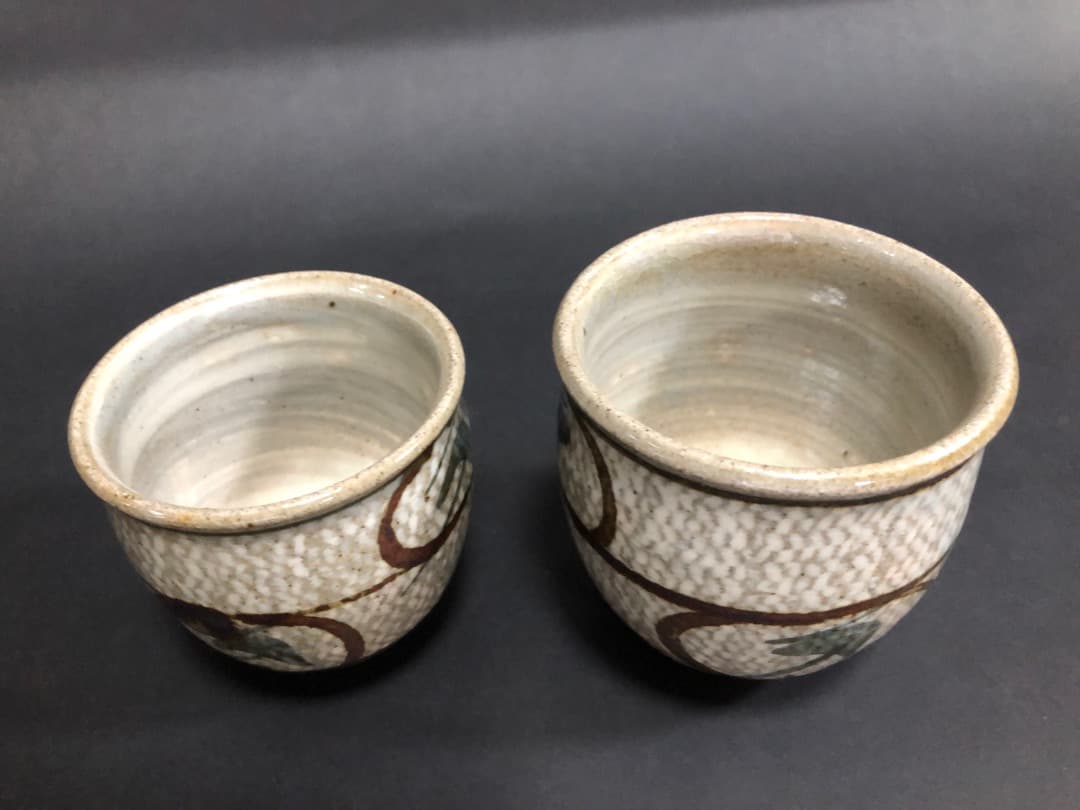人間国宝　島岡達三　益子焼　象嵌夫婦湯呑　汲出　茶道具　美品