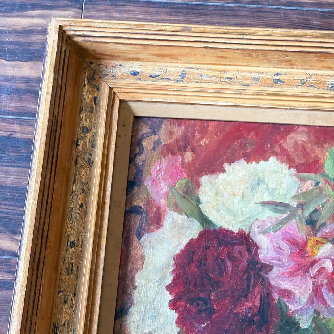古家新「牡丹」 絵画 油彩画 油絵 額装 絵画 C