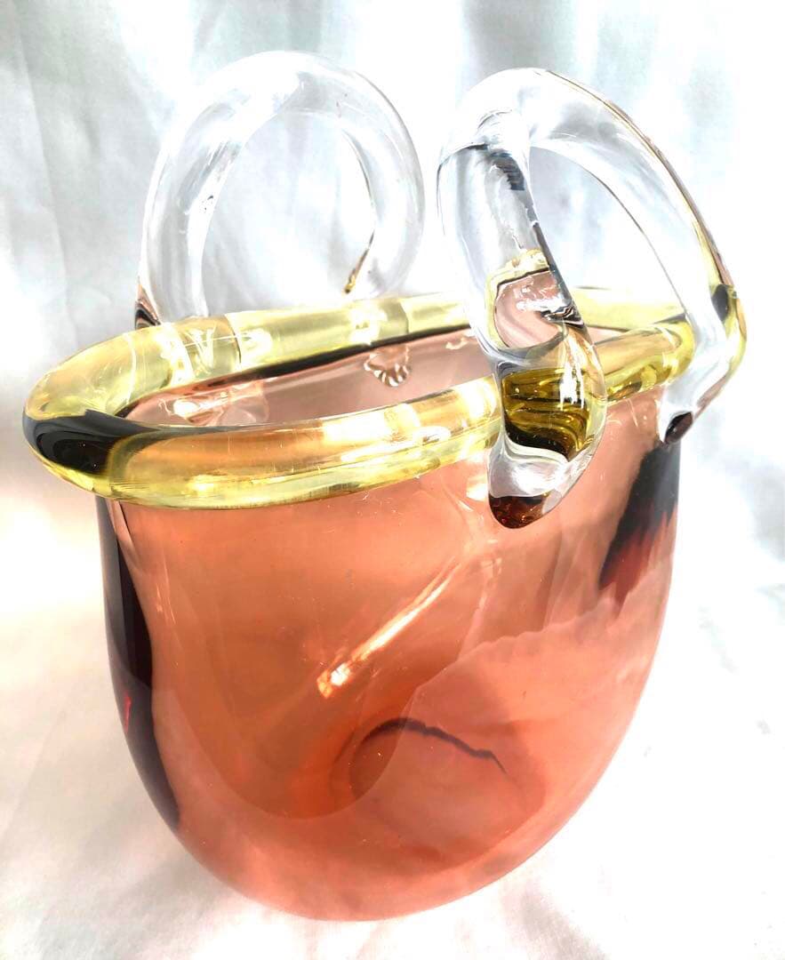 吹きガラス・花かご型花瓶&ペーパーウエイト