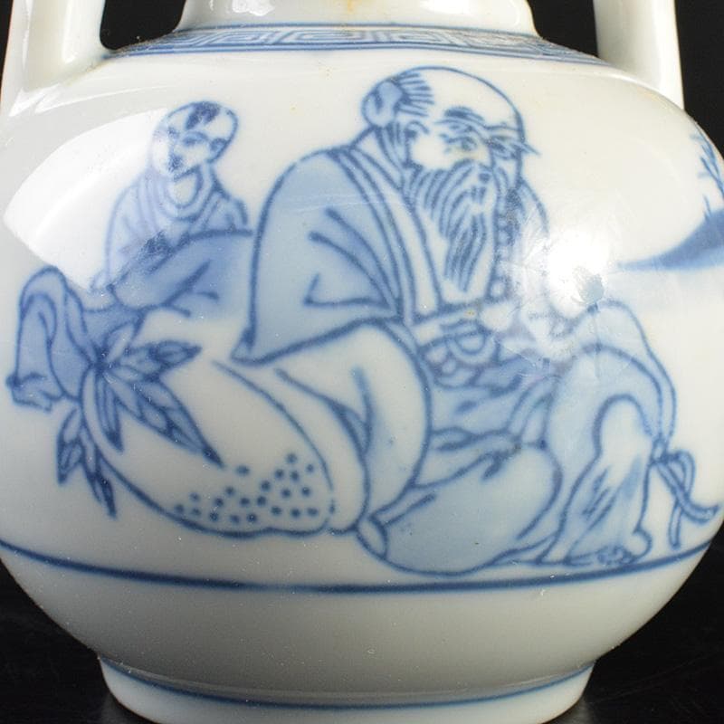 瀬戸焼　古瀬戸　染付　人物文　水注　時代箱　V　R7476