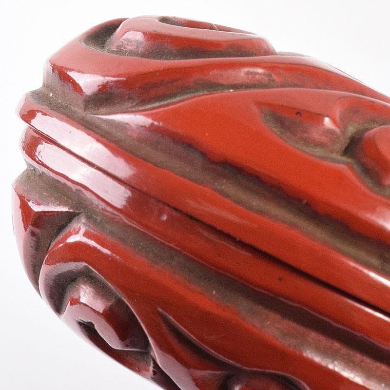 中国　堆朱　倶利雕　香合　時代箱付　M　R8563