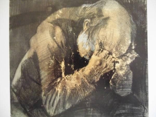 ゴッホ、悲しむ男、希少な額装用画集より、新品高級額装付、状態良好