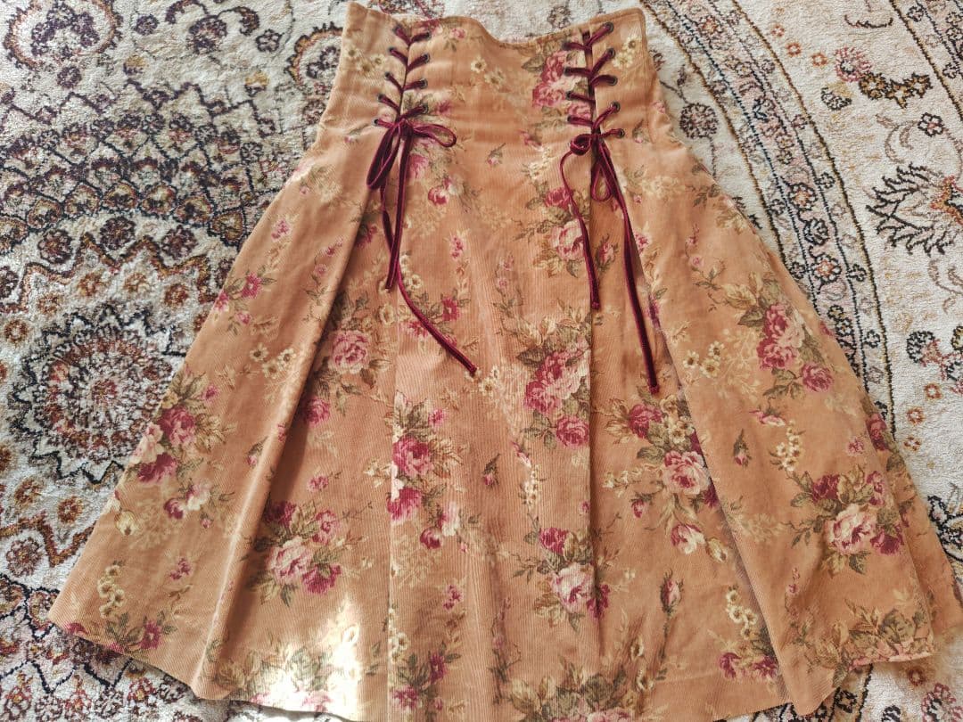 ヴィクトリアンメイデン　花柄　別珍ハイウェストスカート