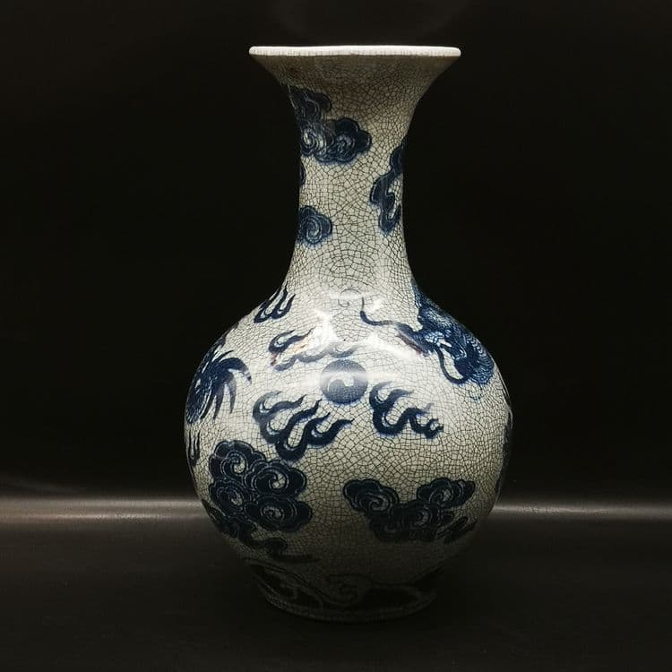 官窑青花磁器 龍の花瓶  骨董品 収蔵品 置物
