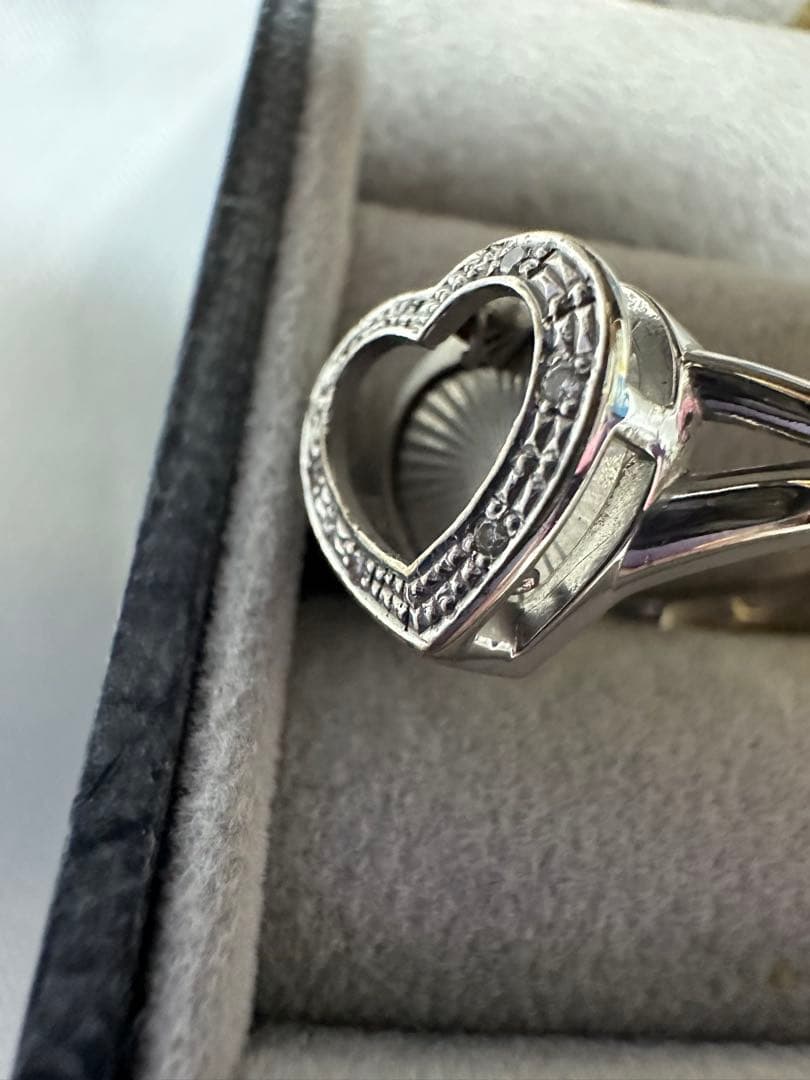 ハート型k18WGホワイトゴールドリング0.1ct 約4.3g