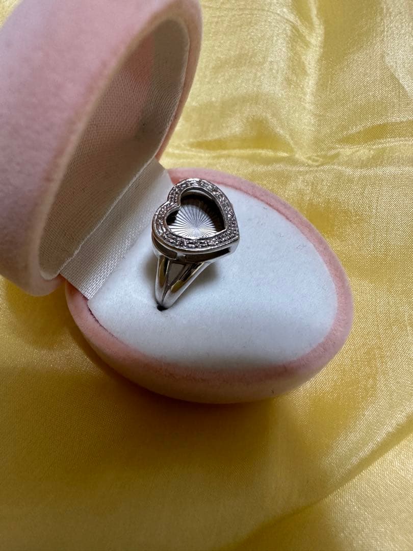 ハート型k18WGホワイトゴールドリング0.1ct 約4.3g