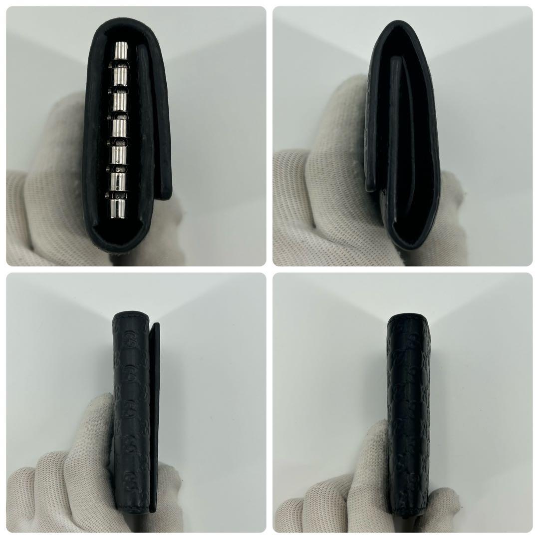 極美品✨グッチ キーケース 6連 マイクロシマ レザー ネイビー