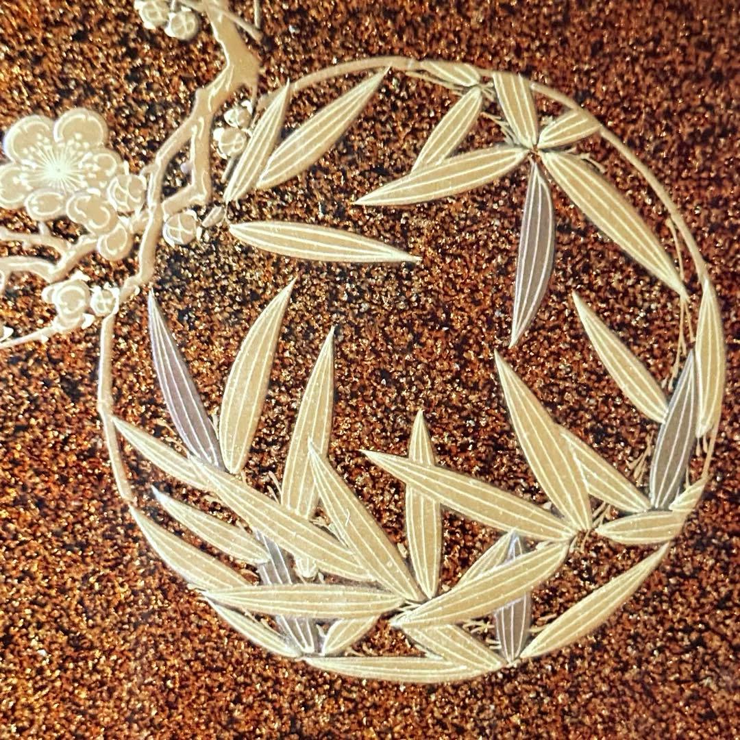 2115様感謝‼️JAPAN豪華梨地丸紋蒔絵「松竹梅&鶴亀」四方盆1枚家紋入木箱付