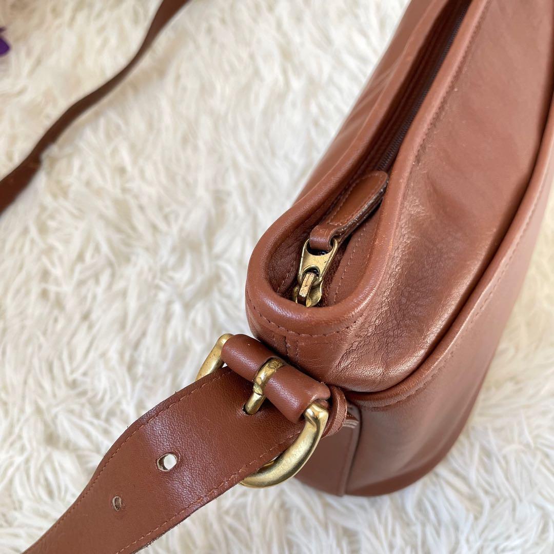 COACHオールドコーチ　ブラウンレザーショルダーバッグUSA製4143