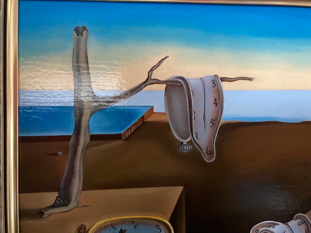 模写；ダリ「記憶の固執」F6号　油彩肉筆画