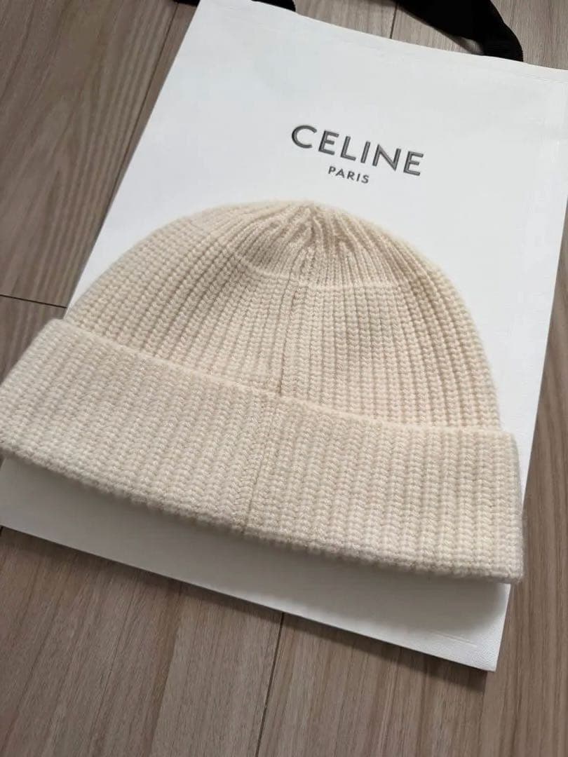 CELINEセリーヌ ロゴ エンブロイダリー ビーニー ニットキャップニット帽