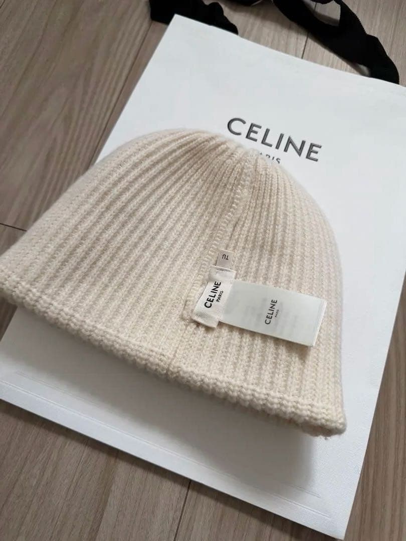 CELINEセリーヌ ロゴ エンブロイダリー ビーニー ニットキャップニット帽