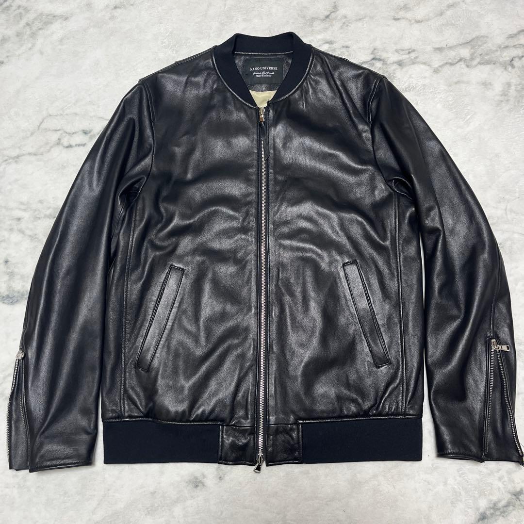 NANO UNIVERSE シングルライダースジャケット ブラック　Lサイズ