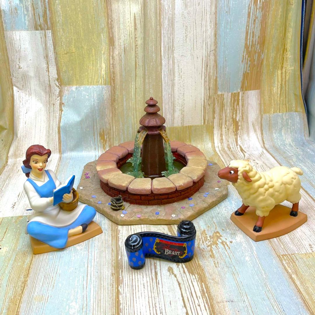 4点セット レア★WDCC 美女と野獣 ベル 噴水 羊 タイトル フィギュア