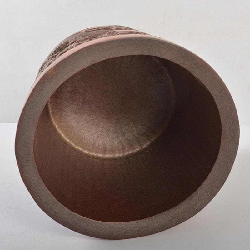 中国　乾隆御題　古竹彫刻　漢詩山水人物雕　筆筒　C　R7140E